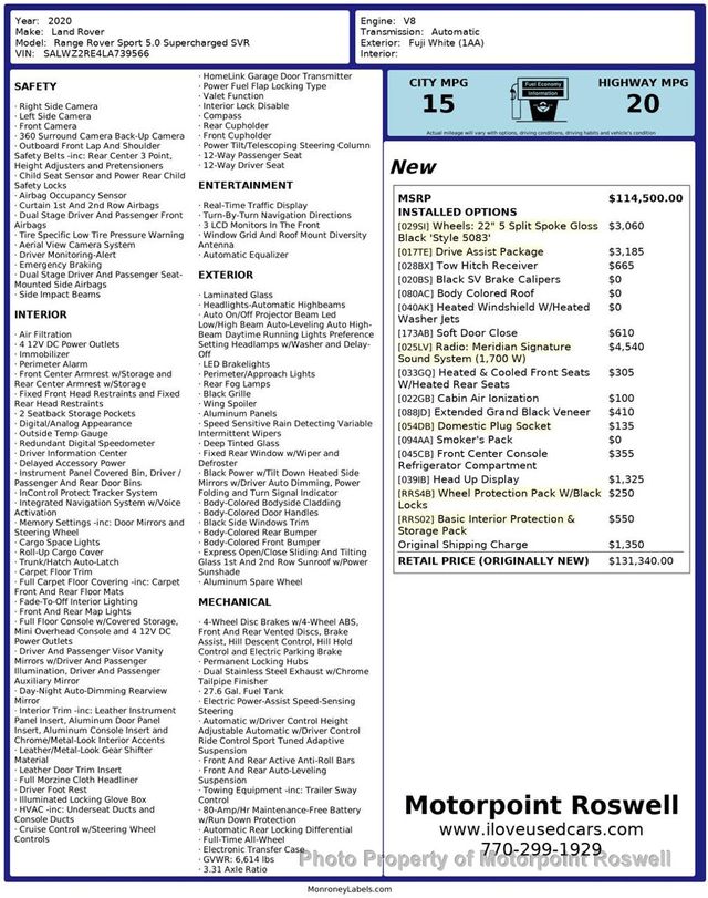 2020 Land Rover Range Rover Sport V8 Supercharged SVR - 22932625 - 25