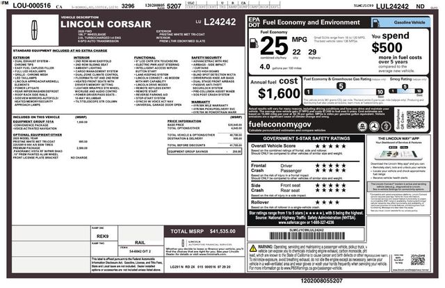 2020 Lincoln Corsair Premium Package Convenience Package - 22960352 - 7