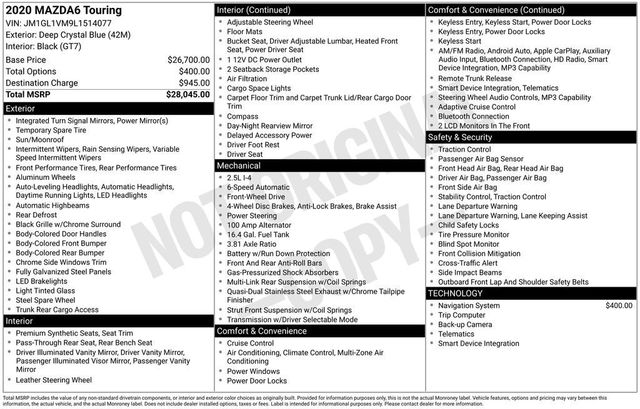 2020 Mazda Mazda6 Touring Automatic - 22978459 - 5