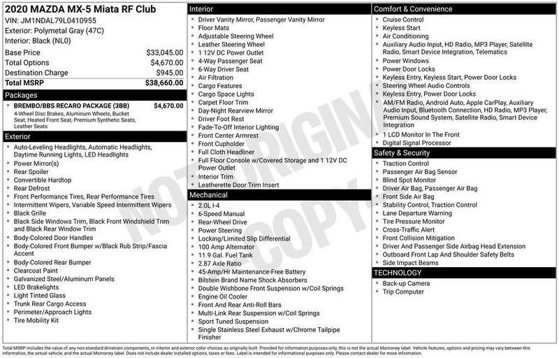 2020 Mazda MX-5 Miata RF Club Manual - 22948008 - 5