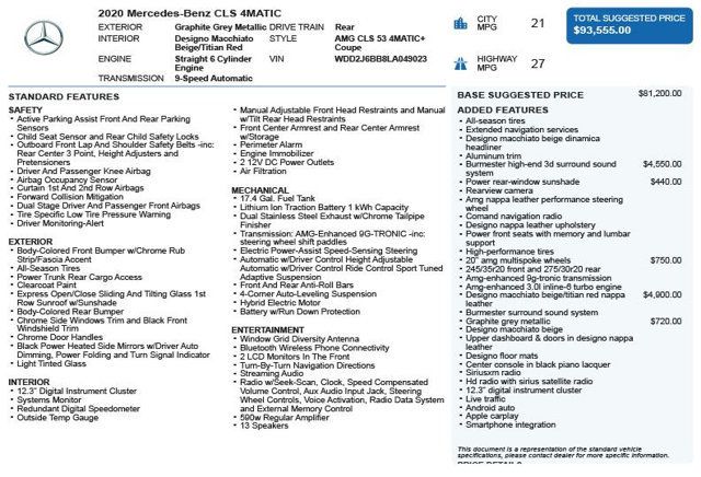 2020 Mercedes-Benz CLS AMG CLS 53 4MATIC+ Coupe - 22991853 - 2