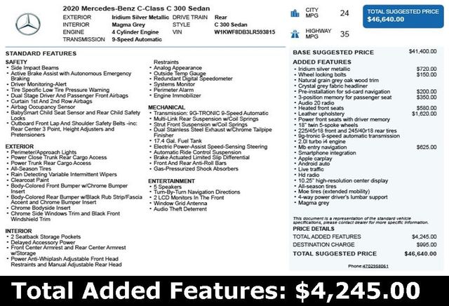 2020 Mercedes-Benz C-Class C 300 Sedan - 22978883 - 2