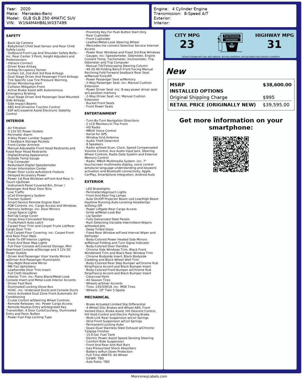 2020 Mercedes-Benz GLB GLB 250 4MATIC SUV - 22796115 - 30