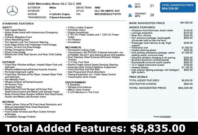 2020 Mercedes-Benz GLC GLC 300 4MATIC SUV - 22923928 - 2