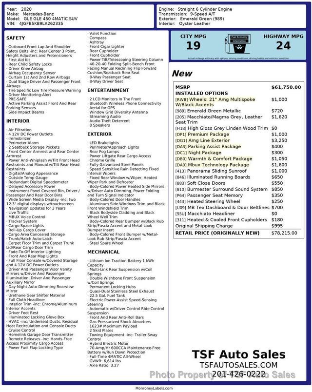 2020 Mercedes-Benz GLE GLE 450 4MATIC SUV AMG LINE/PREMIUM/WARMTH&COMFROT/PARK ASSIST  - 22959015 - 1