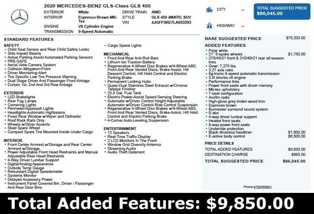 2020 Mercedes-Benz GLS GLS 450 4MATIC SUV - 22968313 - 2