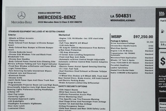 2020 Mercedes-Benz S-Class S 450 4MATIC Sedan - 22396105 - 67