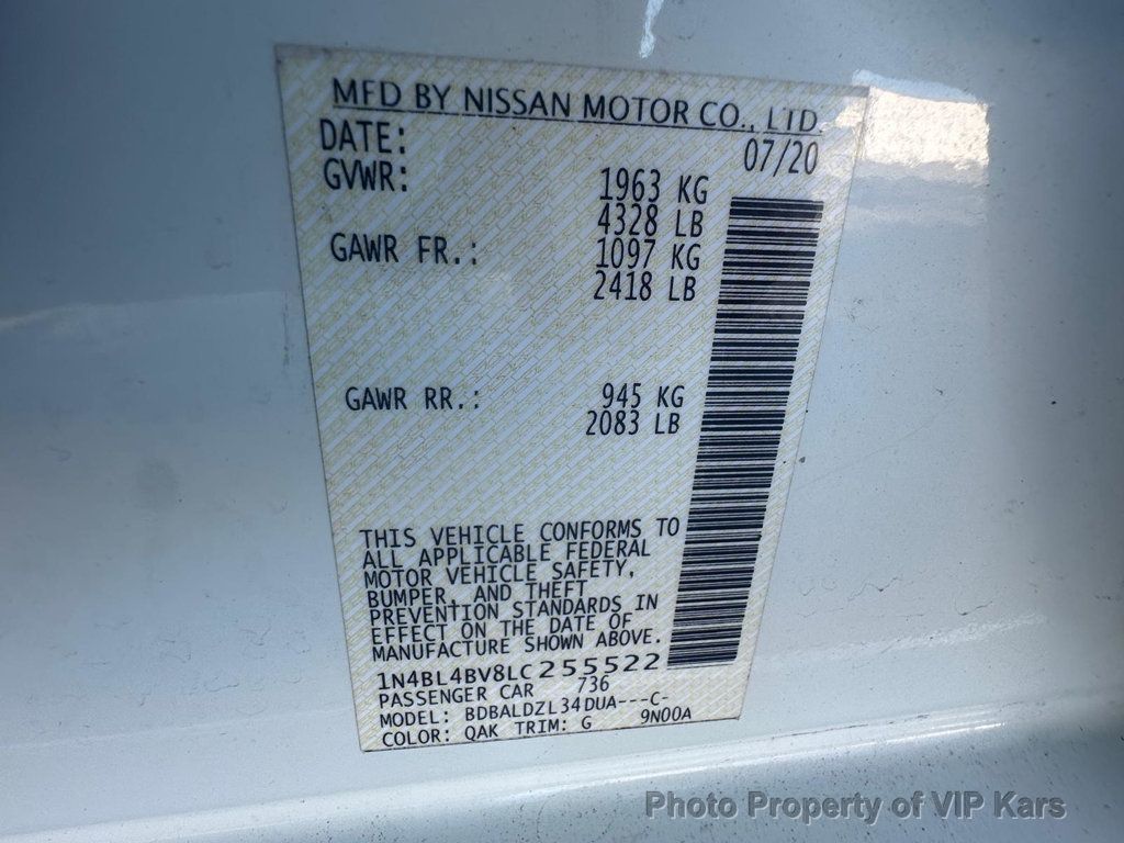 2020 Nissan Altima 2.5 S Sedan - 22982339 - 22