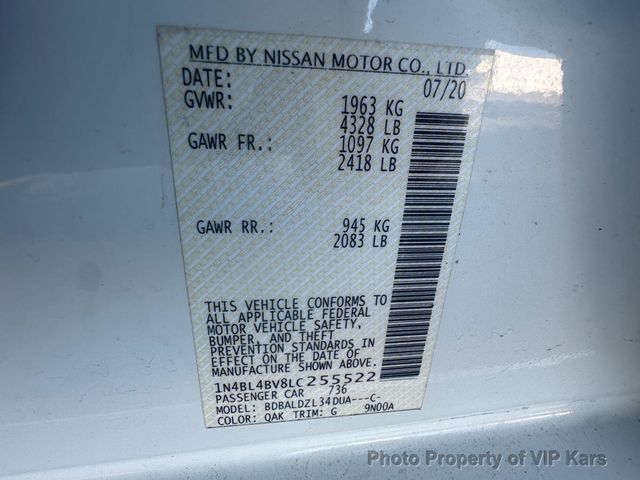 2020 Nissan Altima 2.5 S Sedan - 22982339 - 22