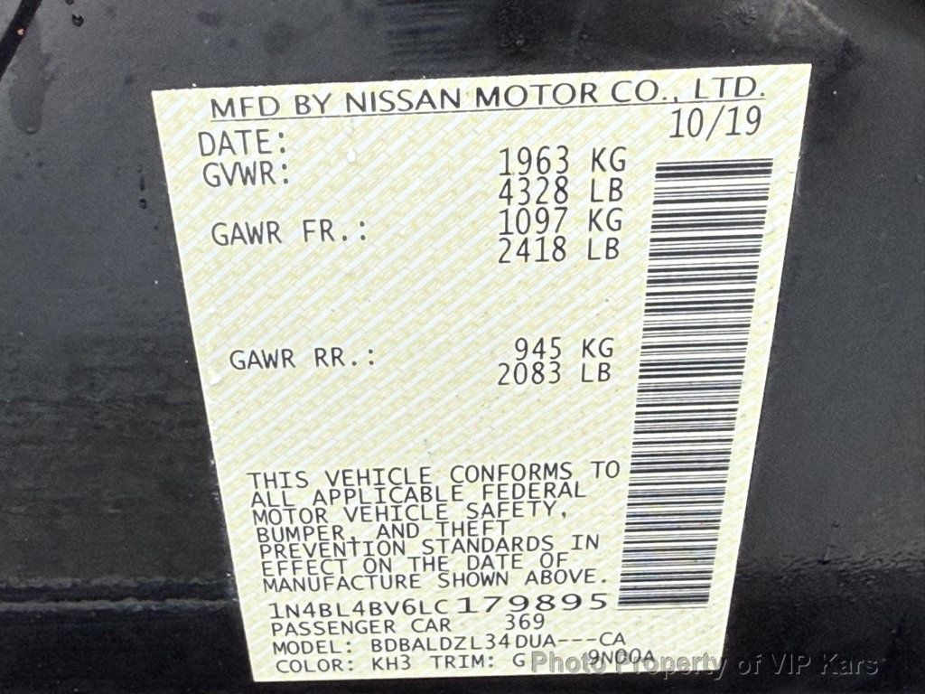 2020 Nissan Altima 2.5 S Sedan - 22990584 - 19