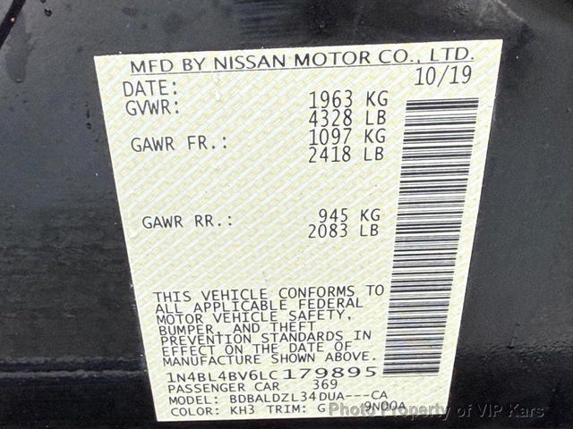 2020 Nissan Altima 2.5 S Sedan - 22990584 - 19