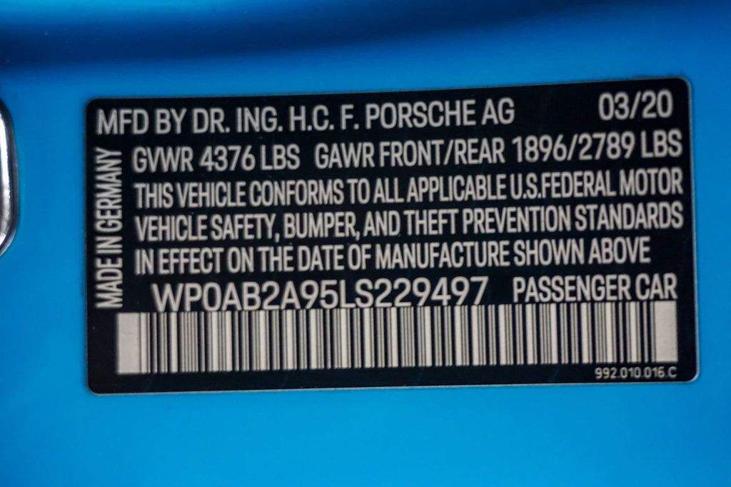2020 Porsche 911 *Carrera S Coupe* *Miami Blue* *Sport/Design Pkg* *Sunroof*  - 22942292 - 24