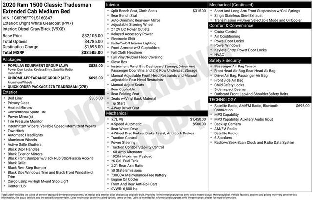 2020 Ram 1500 Classic Tradesman 4x2 Quad Cab 6'4" Box - 23024142 - 5
