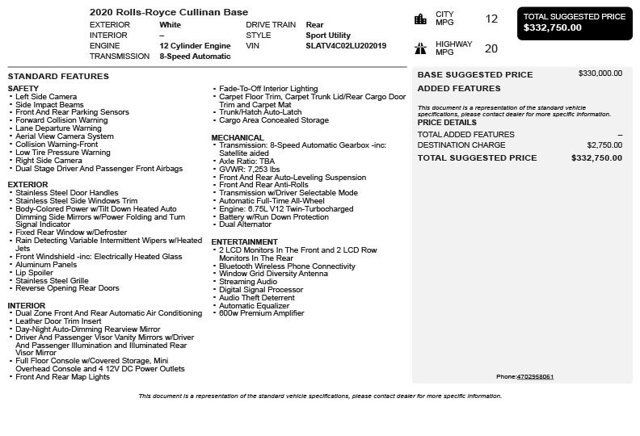 2020 Rolls-Royce Cullinan Sport Utility - 22940787 - 2