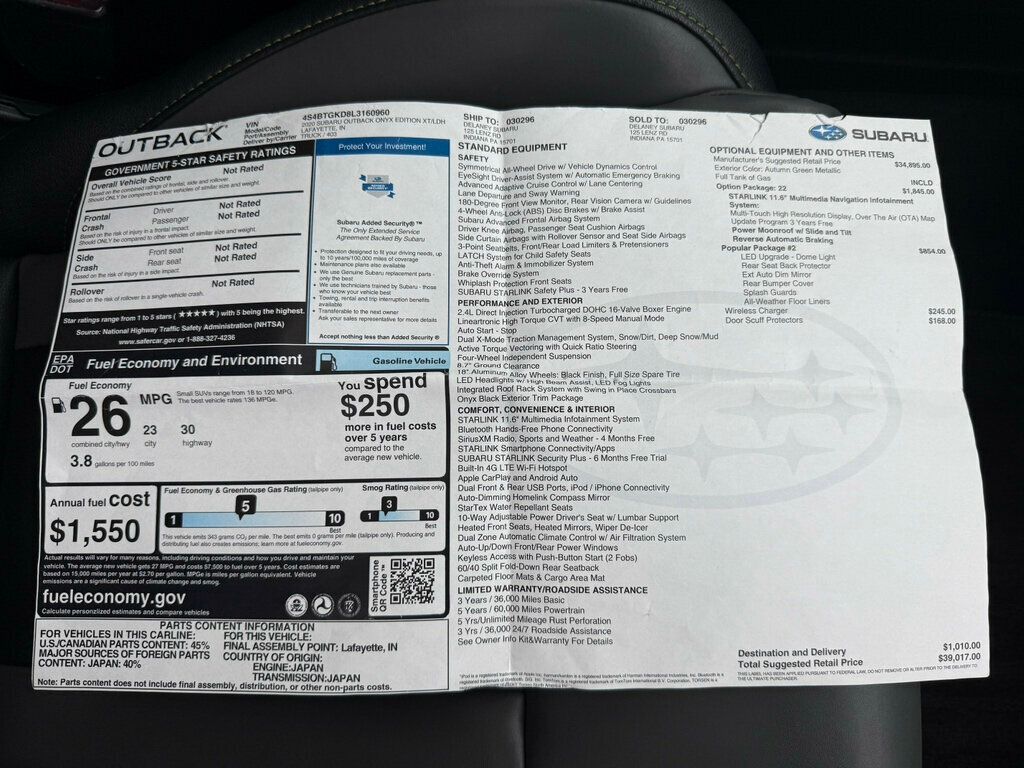 2020 Subaru Outback 2.4T Onyx Edition XT - 23050696 - 52