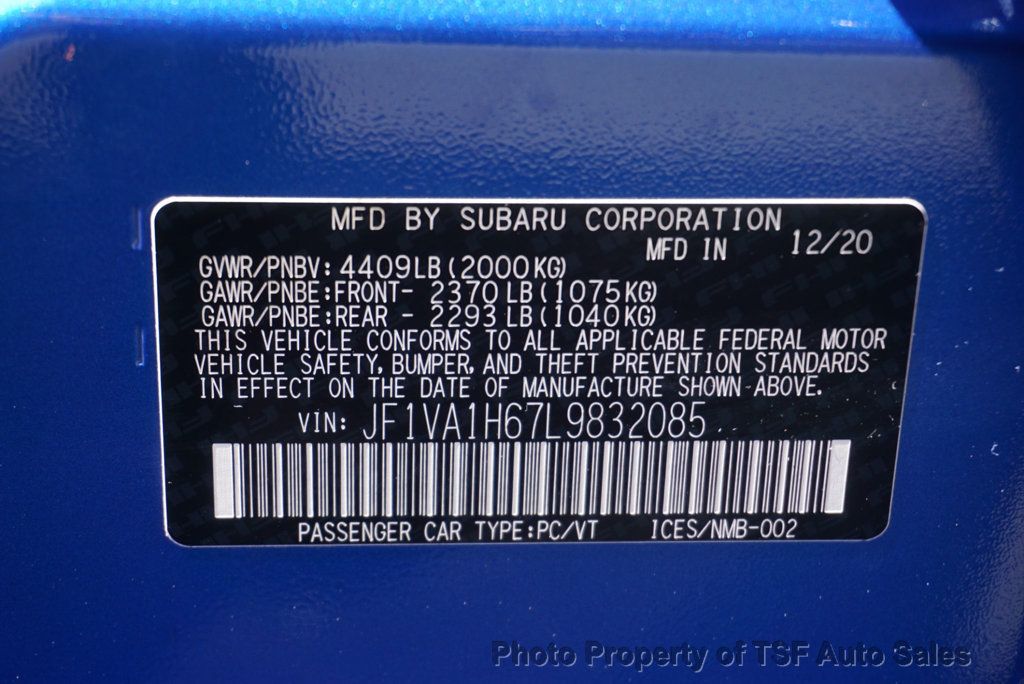 2020 Subaru WRX Limited Manual APPLE/ANDROID CARPLAY LEATHER REAR CAM SUNROOF   - 22404410 - 35