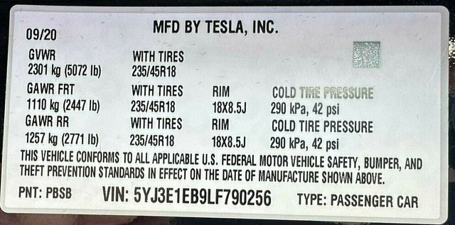 2020 Tesla Model 3 Long Range AWD - 22297635 - 46