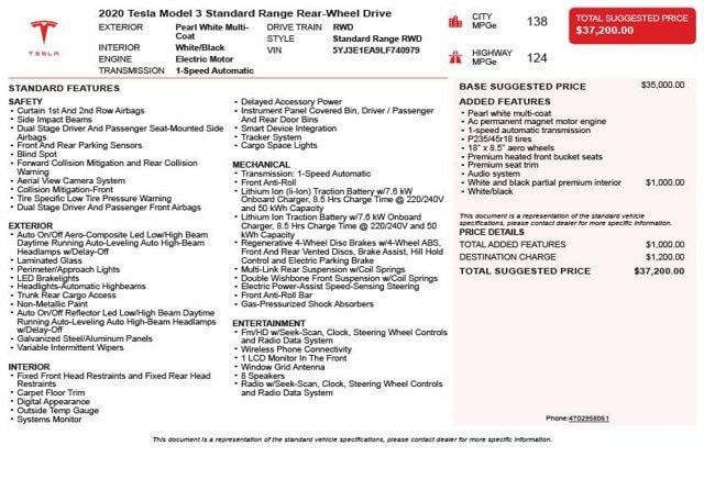 2020 Tesla Model 3 Standard Range RWD - 23065820 - 2