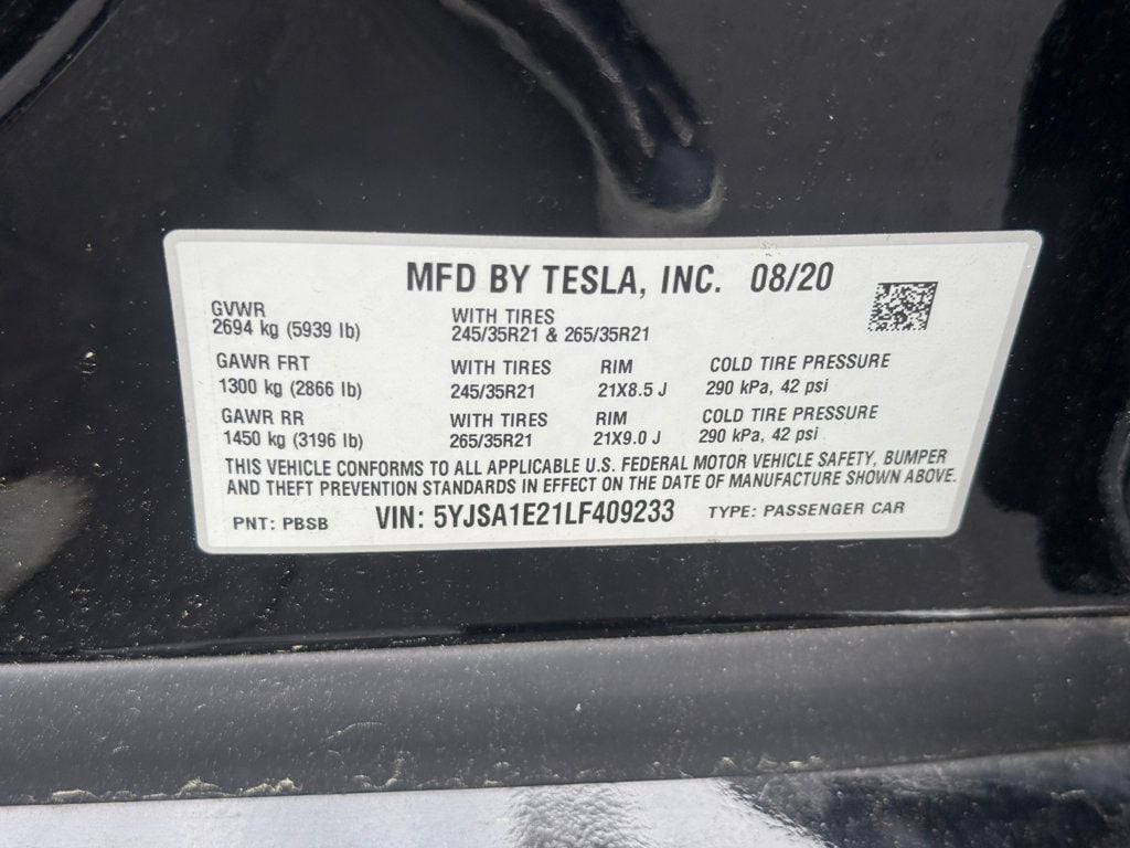 2020 Tesla Model S Long Range Plus AWD - 22767004 - 38