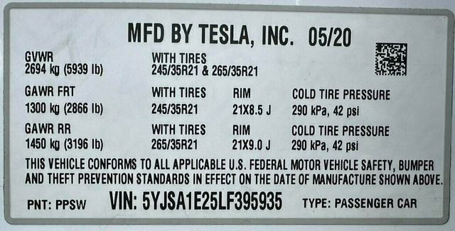 2020 Tesla Model S Long Range Plus Dual Motor All Wheel Drive - 22497663 - 50