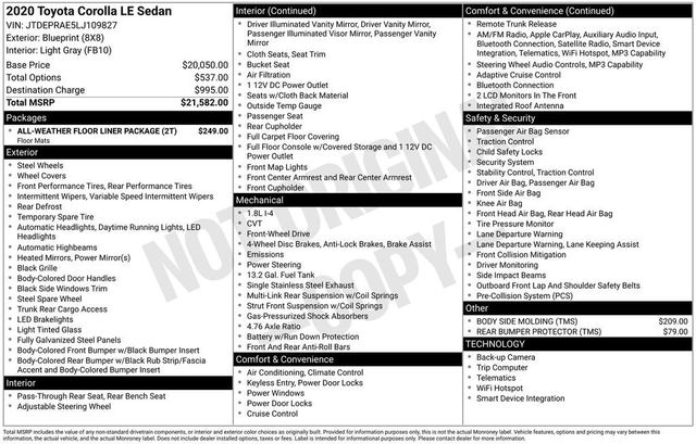 2020 Toyota Corolla LE CVT - 23019452 - 5