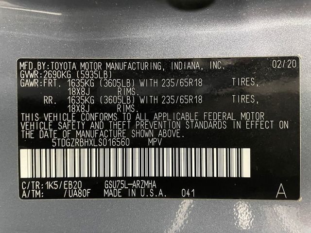 2020 Toyota Highlander XLE AWD - 22953976 - 51