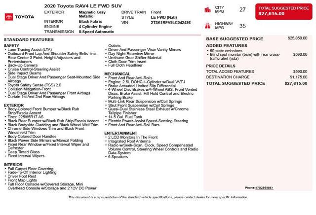 2020 Toyota RAV4 LE FWD - 22990731 - 2