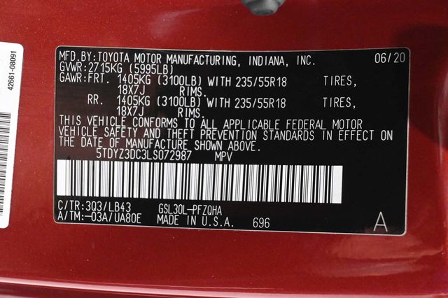 2020 Toyota Sienna Limited Premium FWD 7-Passenger - 23096555 - 35
