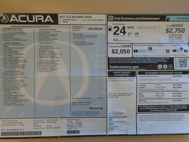 2021 Acura TLX SH-AWD w/Technology Package - 23073464 - 39