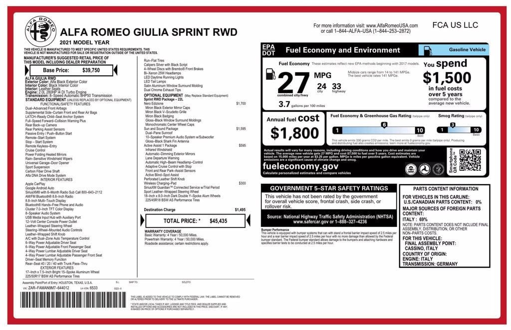 2021 Alfa Romeo Giulia RWD - 22645368 - 31