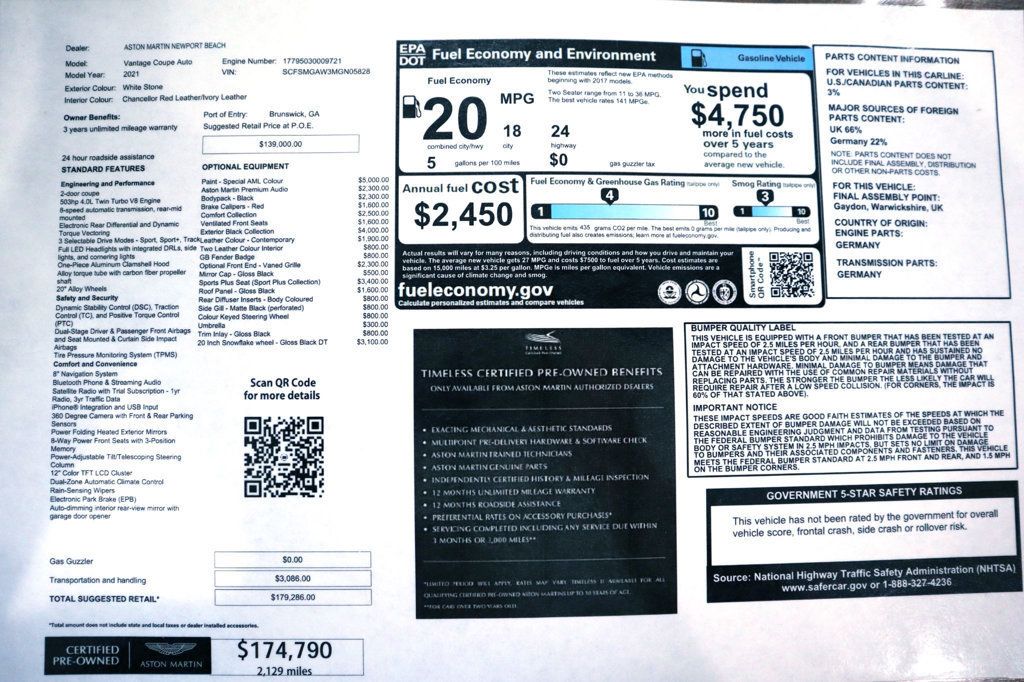 2021 Aston Martin VANTAGE AMG V8 503hp * ONLY 10K MILES...Giant Option Spec! - 22595792 - 19