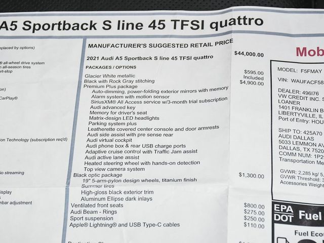 2021 Audi A5 Sportback 45 S line Premium Plus - 23056373 - 57