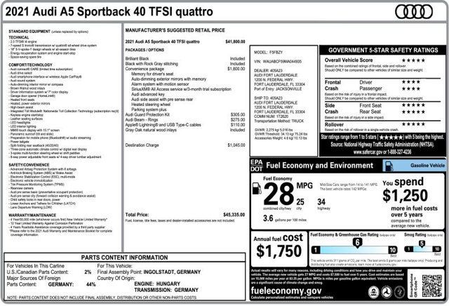 2021 Audi A5 Sportback Premium 40 TFSI quattro - 23014912 - 2