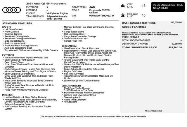 2021 Audi Q8 55 Premium Plus - 23041603 - 2