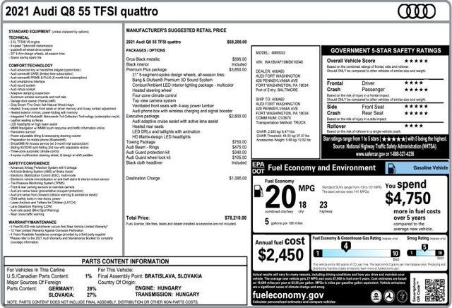 2021 Audi Q8 Premium Plus 55 TFSI quattro - 23029726 - 2