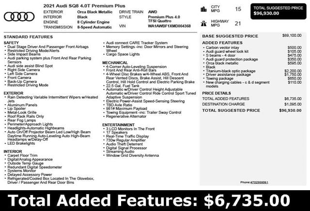 2021 Audi SQ8 Premium Plus 4.0 TFSI quattro - 22957703 - 2