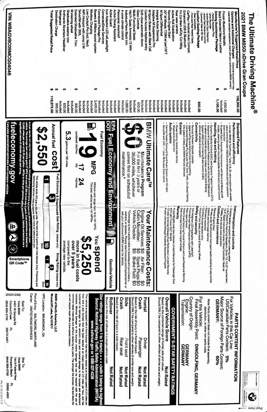 2021 BMW 8 Series M850i xDrive Gran Coupe 1 Owner Clean Carfax - 22997685 - 59