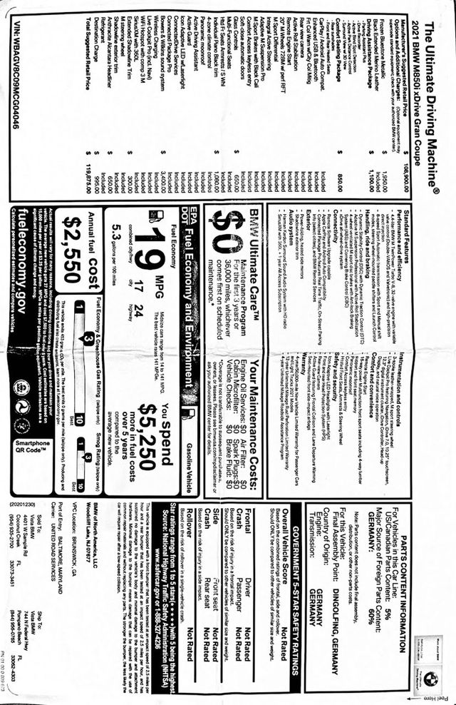 2021 BMW 8 Series M850i xDrive Gran Coupe 1 Owner Clean Carfax - 22997685 - 59