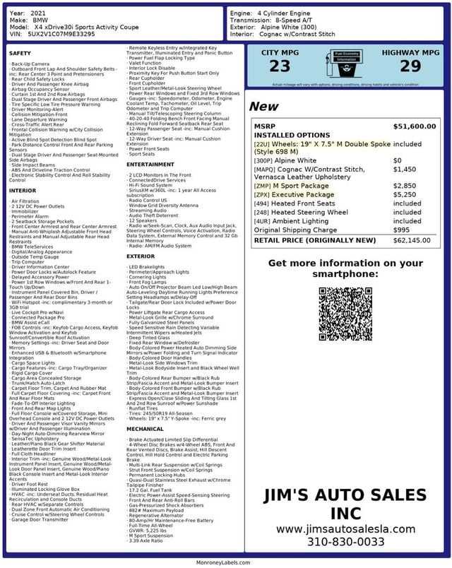 2021 BMW X4 xDrive30i Sport Activity M Sport Pkg Executive Pkg - 22955296 - 6