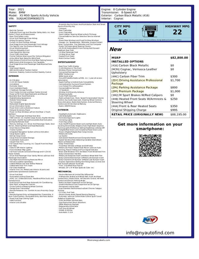 2021 BMW X5 CLEAN CARFAX, M50i, 1 OWNER, AWD, SUNROOF, NAVI, DRIVE ASSIST - 23079293 - 22