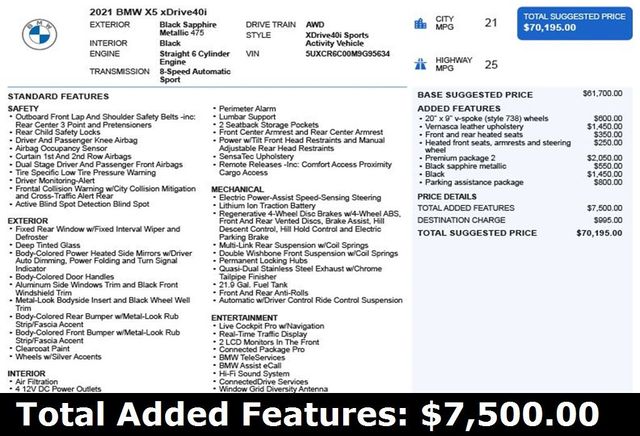 2021 BMW X5 xDrive40i Sports Activity Vehicle - 22935707 - 2