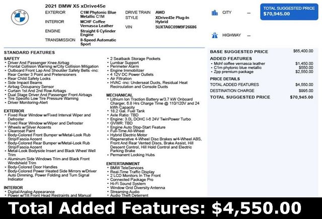 2021 BMW X5 xDrive45e Plug-In Hybrid - 22956053 - 2