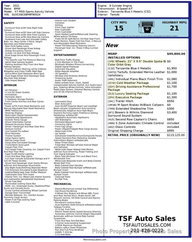 2021 BMW X7 M50i Sports Activity Vehicle  $115,125 MSRP LOADED!!!!!  - 22894903 - 1