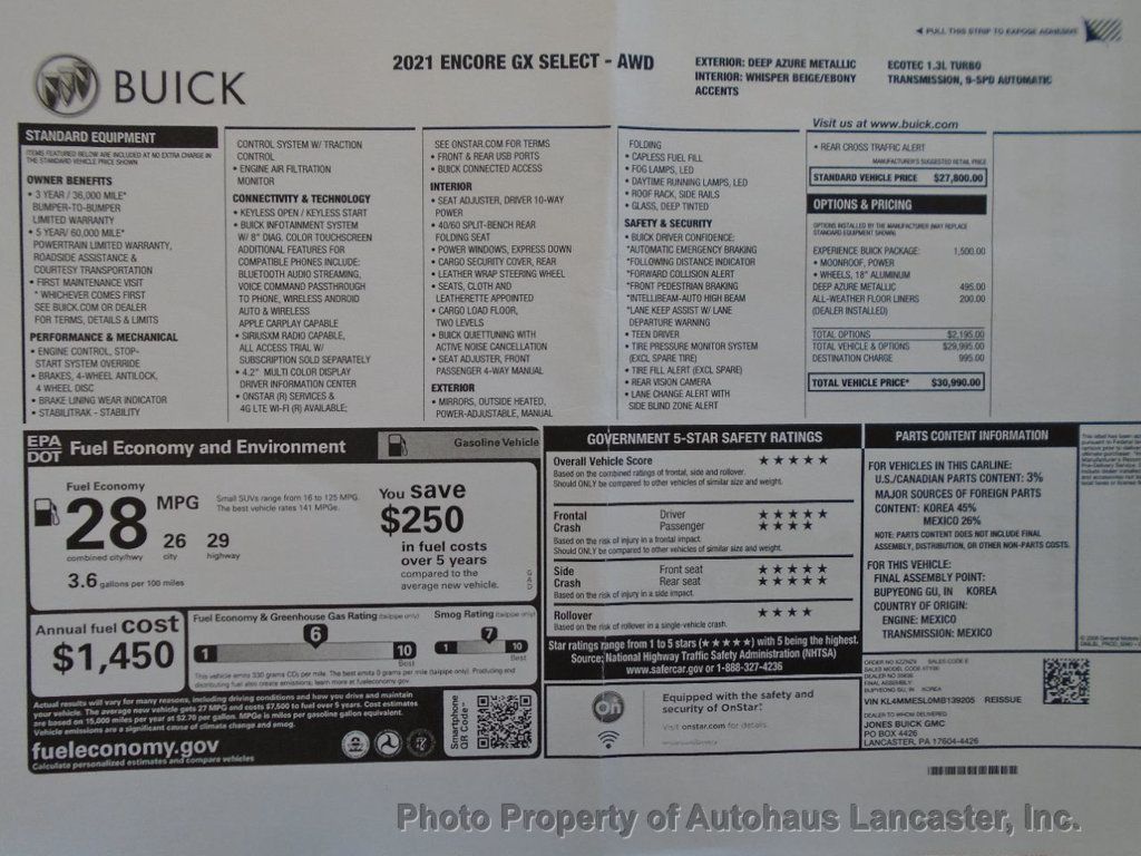 2021 Buick Encore GX AWD 4dr Select - 22346680 - 38