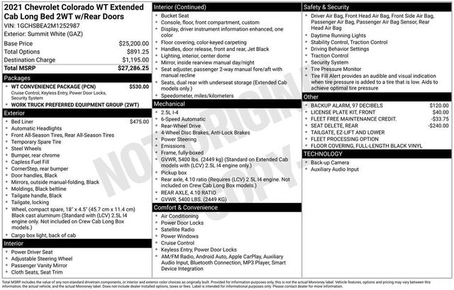 2021 Chevrolet Colorado 2WD Ext Cab 128" Work Truck - 23007941 - 5