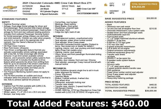 2021 Chevrolet Colorado 4WD Crew Cab 128" Z71 - 22870979 - 2