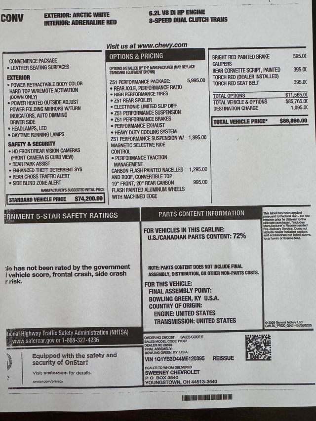 2021 Chevrolet Corvette 2dr Stingray Convertible w/2LT - 22968162 - 45