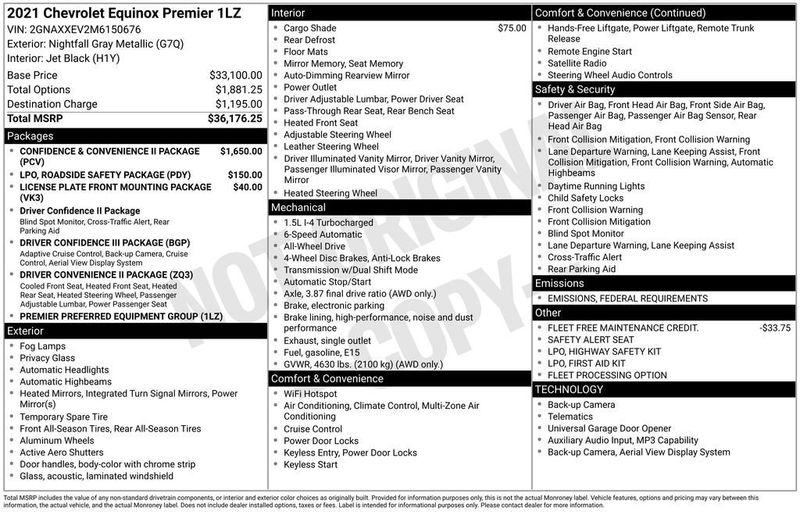 2021 Chevrolet Equinox AWD 4dr Premier - 22950420 - 5