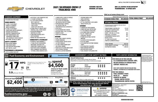 2021 Chevrolet Silverado 1500 4X4 Crew Cab LT Trail Boss Z71 Off-Road Pkg Trailering Pkg - 22907257 - 6