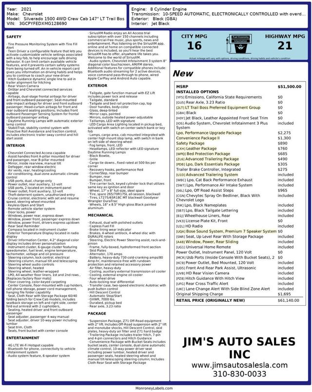 2021 Chevrolet Silverado 1500 4x4 LT Trail Boss New TIS Tires Performance Upgrade Package - 23034893 - 7